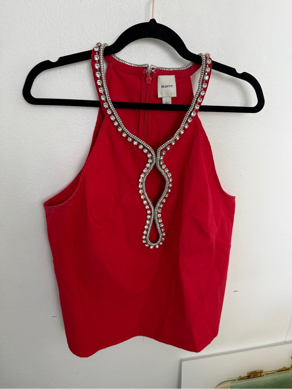 Maeve Red Jeweled Halter Camisole